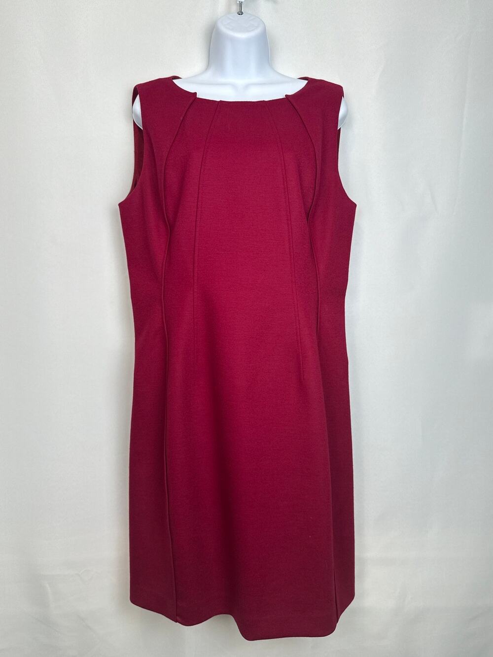 Elie Tahari Sz 14 Burgundy Wool Sheath Dress Sleeveless‎ Career Dress